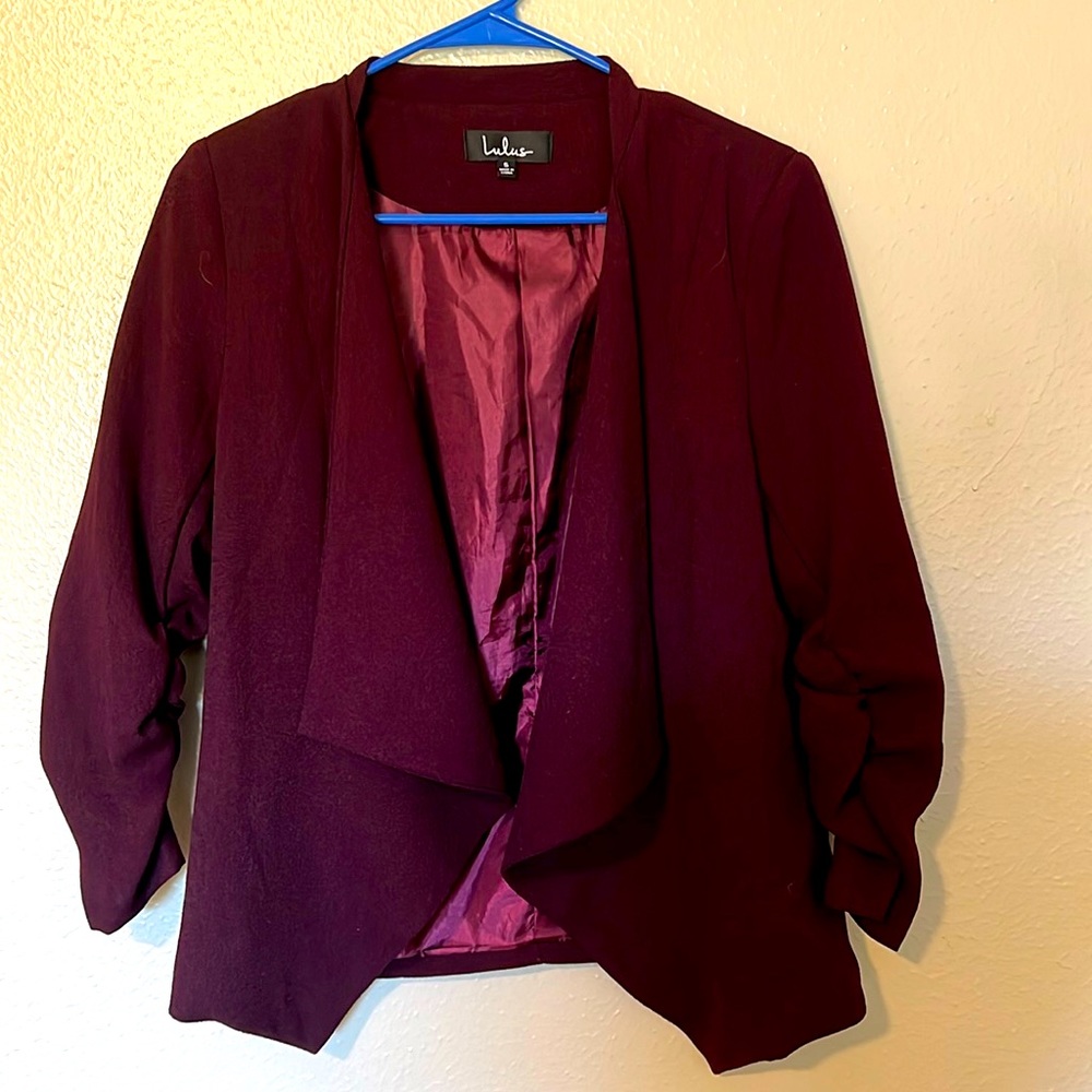Lulus Burgundy Cropped Blazer - size small